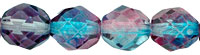 Czech 8mm Fire Polish Round - Dual Coat Aqua/Fuchsia (image for) Czech 8mm Fire Polish Round - Dual Coat Aqua/Fuchsia